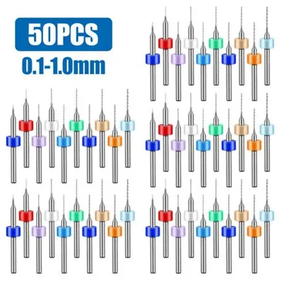 50PCS Carbide Micro Drill Bits Set 0.1-1.0mm PCB Driiling Bit For CNC Engraving • $14.99