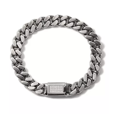 Bulova Men's Chain Link Bracelet Silver Diamonds Clasp Steel 7.5  To 8  J96B031L • $189.99