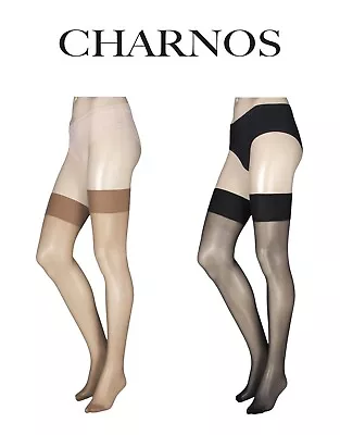 Ladies 15 Denier Stockings Charnos 24/7 Matte Black / Sherry S M L - 2 Pair Pack • £9.99