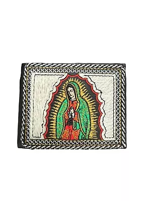 Cartera La Virgen Guadalupe De Piel Mens Leather Wallet Saint Mary Artesania • $21.99