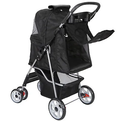  Folding Dog Stroller Travel Carrier Small Medium Cat Pet With Safe Cup Holder  • $54.58