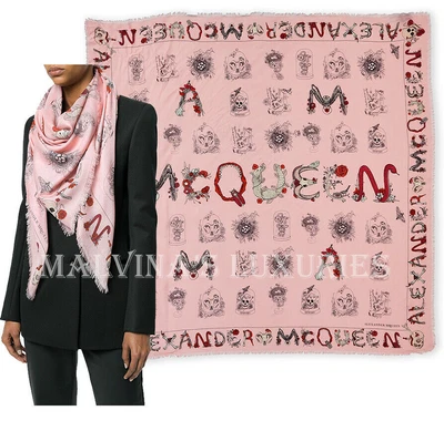 $326.45 • Buy Alexander Mcqueen Scarf Skull Cabinets Pink Modal Silk Square 54 