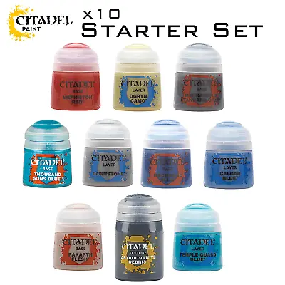 Warhammer Paint Starter Set Collection X 10 Citadel New - £29.50 RRP **40% OFF** • £17.99