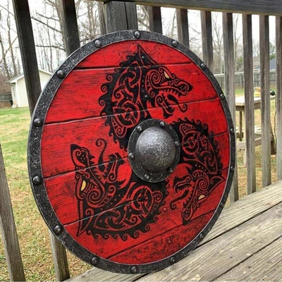 £21.60 • Buy Medieval Eivor Valhalla Raven Viking Battle Shield Dragon Pattern Prop Ornaments
