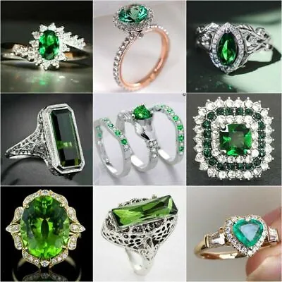$3.95 • Buy 925 Silver Rings Women Cubic Zirconia Fashion Wedding Ring Jewelry Size 6-10