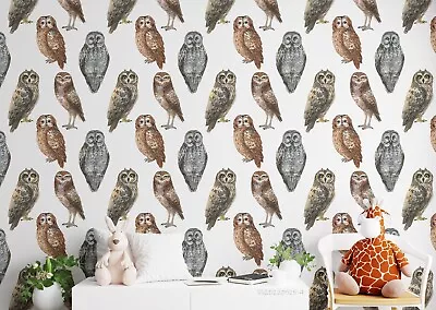 3D Animal Owl Brown Pattern Wallpaper Wall Murals Removable Wallpaper 50 • $26.10