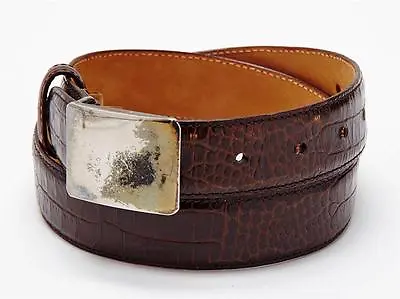 £12.40 • Buy GIORGIO ARMANI Brown Croc Stamped Genuine Leather Belt 70/ 28