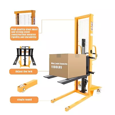 APOLLOLIFT Pallet Stacker Manual Lift Stacker 1100lb Cap. 63  Lift For EU Pallet • $1310