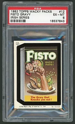 1982 / 85 Topps Wacky Packages Sticker Irish Series #12 Fisto Gravy PSA 6 • $28.89