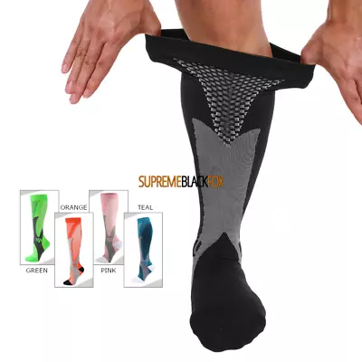 (4 Pairs) Compression Support Medical Socks 20-30mmHg Knee High Unisex (S-XXL) • $10.99