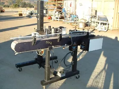 Label Aire Pressure Sensitive Labeler With 6  Wide Table Top Chain Conveyor 6'  • $1200