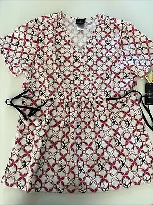 Baby Phat Scrub Top Medium NWT Pink And White Black Cats • $12