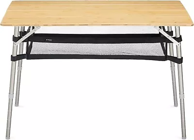 Navaris Wooden Folding Table - Large Bamboo Height Adjustable • £39.99