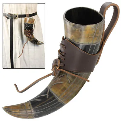 Medieval Renaissance Mead Of Poetry Viking Drinking Horn -with Free Leather Frog • $28.19