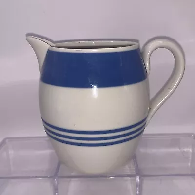 Antique Slipware Creamer Pitcher Adderleys England Blue & White • $37.85