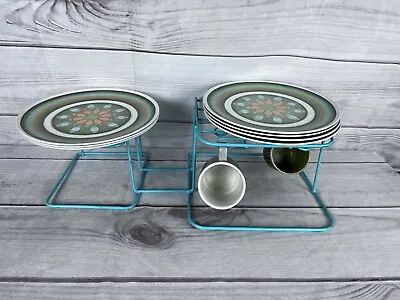 Vintage Turquoise Rubbermaid Coated Wire Dish Organizer Cup Mug Rack Plate Rack • $39.99
