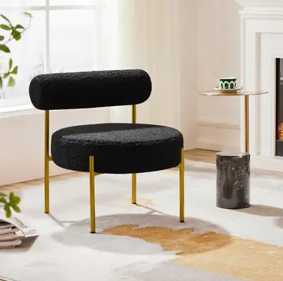 Modern Accent Chair Mid-Century Living Room Chair Comfy Round Seat Black/Gold • $96.97