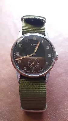 Vintage Military Watch Mens ARBOR 15j Swiss Works Keeps Time. • £30