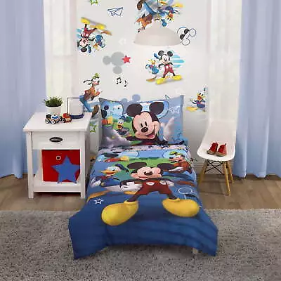 Mickey Mouse Fun With Friends Toddler Bedding Sets Toddler Bed Blue 4-Piece • $35.72