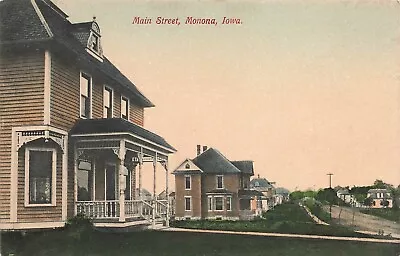 Monona Main Street Iowa 1910 Postcard LP17 • $5.99