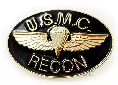 Marine Corps Lapel Pin  U.S.M.C. RECON  Gold Jump Wings On Black Background USMC • $6.97