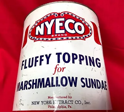 Rare Antique Vintage Nyeco Marshmallow Sundae Topping Tin Philadelphia Pa. • $34.99