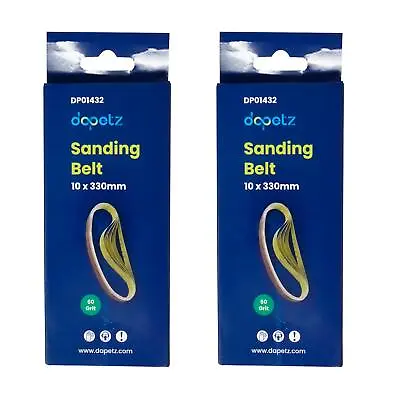 10 Pack Sanding Belts 330mm X 10mm (60 Grit) Coarse Sander Sheets Sanding Belts • £6.99
