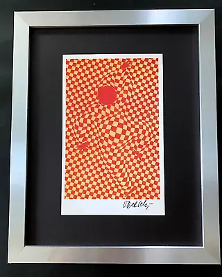 VICTOR VASARELY  PRINT FROM 1970 + SIGNED GEOMETRIC ABSTRACT +NEW FRAME 14x11in. • $179