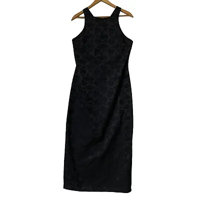 Backstage Womens Long Dress Size 14 Black Floral Textured Sheath Sleeveless • $34.95