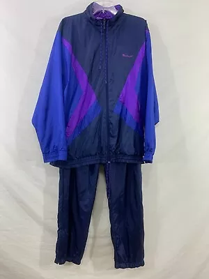 Vintage MacGregor Blue & Purple Lined Nylon Track Suit Warmup Jacket & Pants • $49.99