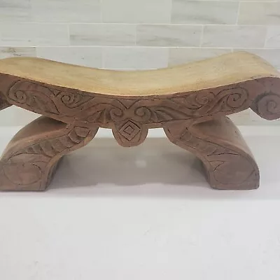 Ceremonial Metate Hand-Carved Footrest Or Stool Or Headrest Wood Art Sculpture • $270