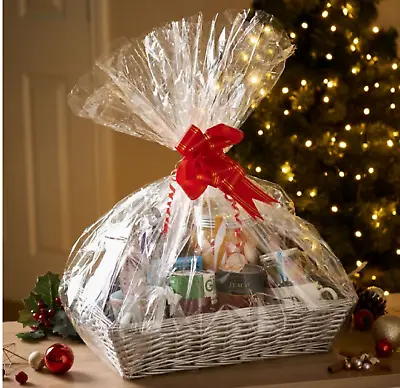 £8.99 • Buy CHRISTMAS HAMPER BASKET KIT Wicker Wine Bow Make Your Own Large Food Gift Box