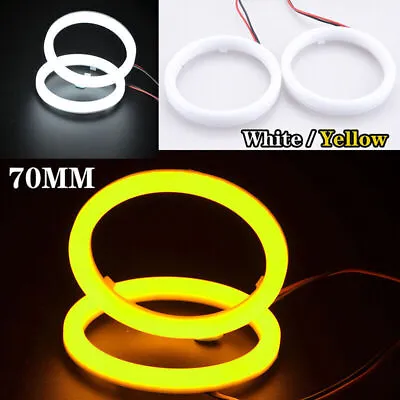 Pair White Amber 70MM Switchback LED Angel Eyes Halo Rings Car Headlight Lamp • $17.98