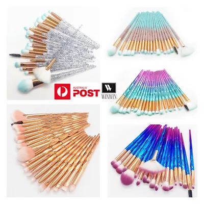 20PCS Eye Make-up Brushes Diamond Unicorn Eyeshadow Eyebrow Blending Brush Set • $8.45