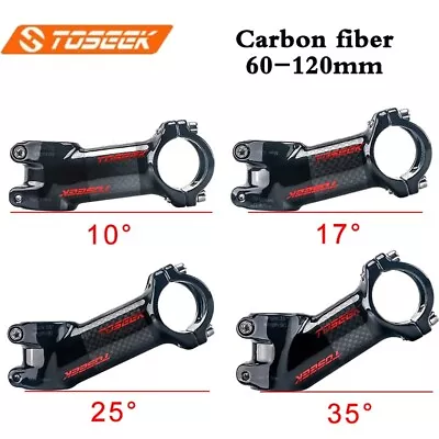 TOSEEK Bicycle Carbon Stem 10/17/25/35 Degree Road Cycling Handlebar Accessory • $25.99