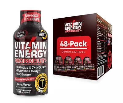 (48 Pack) Vitamin Energy® Workout+ Berry Energy Shots Clinically Proven • $74.95