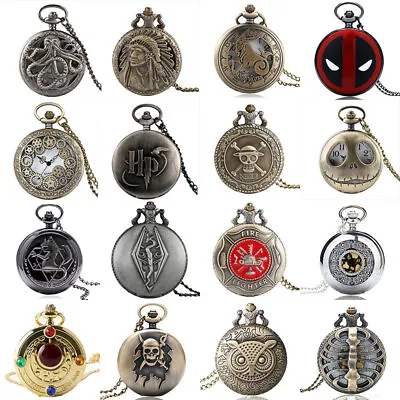 £5.15 • Buy Mens Steampunk Quartz Movement Pocket Watch With Necklace Pendant Chain Gifts