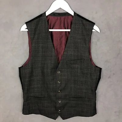 Fellini Tailored Mens Waistcoat Chest 40 Inch Grey Check • £9.99