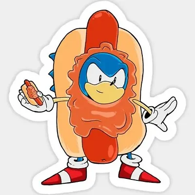 $3.84 • Buy Sonic Hedgehog Hot Dog Decal SEGA Chili Dog Costume Funny Glossy Vinyl Sticker