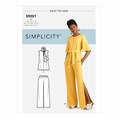 £11.90 • Buy SIMPLICITY Sewing Pattern 9051 Misses Women Ladies Top & Trousers 6-14 Or 14-22
