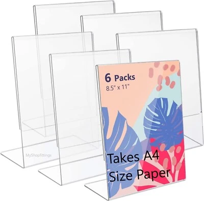 £24.99 • Buy A4 Acrylic Counter Poster Holder Perspex Leaflet Display Stand - Pack Of 6