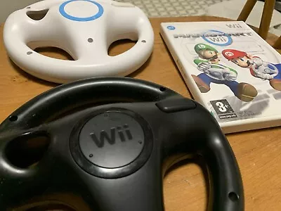 Mario Kart Game With Wii X2 Official Wheels (Black Vs White KartClash Special) • £5.20