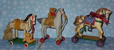 3 Vintage Hallmark & AG Horses On Wheels Tree Ornaments • $16.99