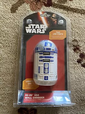 Brand New Sealed DISNEY STAR WARS R2-D2 USB 2 Port Wall Charger Light Up • $25