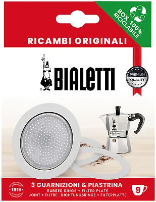 £7.40 • Buy Bialetti 3 Gaskets With 1 Filter For 9 Cups - Spare - Replacement - Coffee Maker