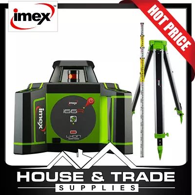 Imex Rotating Laser Level RED BEAM Horizontal Only + Tripod & 5m Staff I66RK • $1459