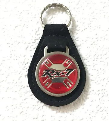 Vintage Keychain MAZDA RX-7 Key Fob Ring Faux Suede Leather & Metal SPORTS CAR • $25.97