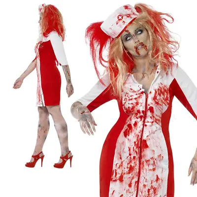 Curves Zombie Nurse Costume Ladies Halloween Fancy Dress Plus Size 16-30 • £22.99