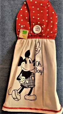 NEW*Handmade  Oh Boy Mickey Mouse!  Hanging Kitchen Hand Towel #3118 • $12.95