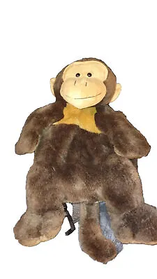 Kids/Youth Brown Monkey Plush Child's Zip Up Backpack 10x10 Carry Bag Adorable! • $15